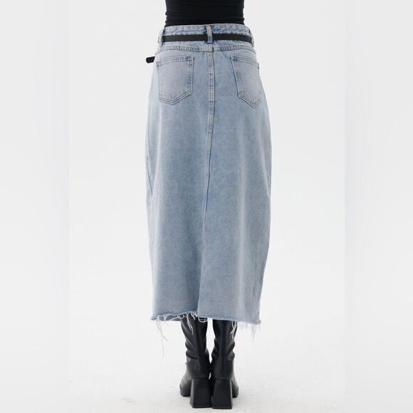 Storets Peyton Midi Blue Denim Skirt Size XS - Picture 10 of 13